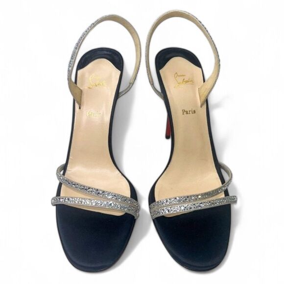 NEW CHRISTIAN LOUBOUTIN Anna Strass Black Crystal Embellished Sandals Si… - Picture 3 of 9